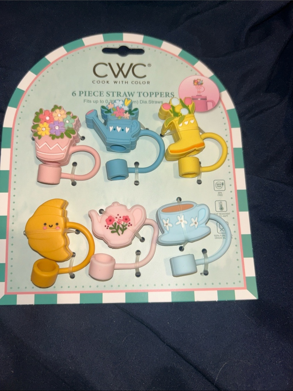 Straw Toppers - Pastel Pink, Blue, Yellow